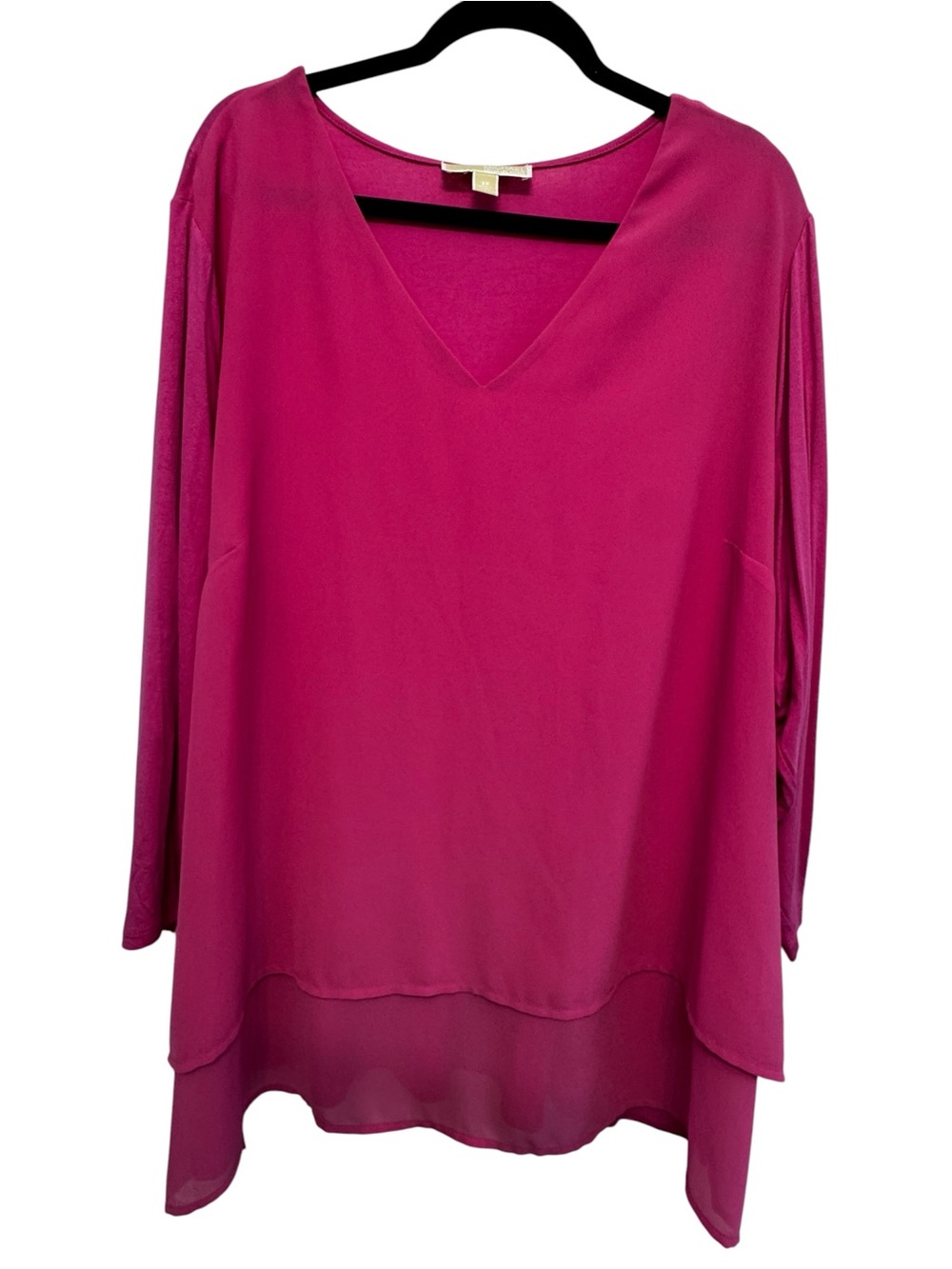 Michael Kors Deep Pink V-Neck Long Sleeve Tunic